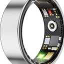 Smart Ring for Women Men, Health Fitness Tracker Rings, IP68 Waterproof, Long Lasting Batteries Sleep Ring with Charging Case and Protector, Remote Photography, No App Fees (Silver, Size 9)