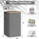 BALEINE Laundry Hamper with Lid, Tall Laundry Baskets with Bamboo Pull Handles, Large Laundry Bin with Internal Support (26 Gal/100L, Beige)