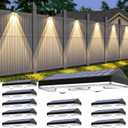 Solar Fence Lights ,RGB & Warm White & 6 Colors Bright Lens LED Dusk to Dawn Deck Light, Fence Solar Lights Outdoor Waterproof, Solar Outdoor Lights for Backyard/Railing/Wall/Step/Patio/Pool (12Pack)