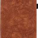 iPad 9.7 inch 2018 2017 Case/iPad Air/iPad Air 2 /ipad 9.7 Pro 2016 Cover, Premium PU Leather Folio Stand Wallet Case for Apple iPad 9.7 Mandala Flower - Brown