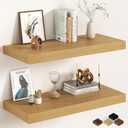 12" Natural Wood Floating Shelves (Gold Oak)