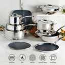 Tramontina Utsava Tri-Ply Clad Stainless Steel 6.5-Quart Casserole with Lid and Ceramic Non Stick Interior, Induction-Ready Large Braiser Pan