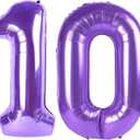 40 Inch Purple Number 10 Digital Balloon,Jumbo Mylar Foil Helium Balloon for 10 Balloons for Birthday Party,Wedding Anniversary Party Decorations