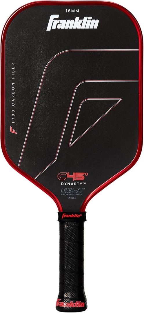 Franklin Sports PRO Pickleball Paddles  C45 Carbon Fiber Series - Official USAP + UPA Approved  Pro Player Design (16 mm, Dynasty |Electric Red)