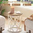karlott Farmhouse End Table, 18.5'' French Country Round Side Table, Distressed Tray Top Side Table with Curved Motif Frame Base for Boho, End Tables Living Room, Bedroom, Small Space, Cream Beige, Round, 18.5-inch diameter x 20.8-inch height