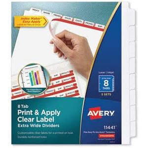 Avery Index Maker Extra-Wide Tab Dividers, 8-Tab, 5/ST, 9"x11",CL