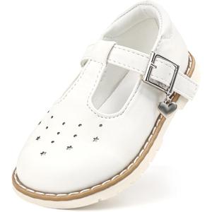 Baby Mary Jane Shoes Flower Infant Newborn Walking Dress Shoes for Wedding Party(Infant/Toddler),White,3