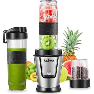 Personal Blender, Electric Shake Bottle with 2 x 20oz Travel Bottle and Coffee/Spices Jar, Portable Shaker Cups for Protein Shakes, 500W Single Serve Blender for Shakes and Smoothies, Sports(Black)