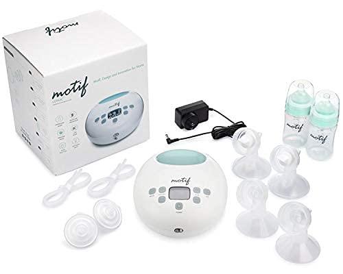 Motif Medical Luna Breast Pump New Mom Kit  Rechargeable Double Electric Breast Pump, Milk Storage Bags, Maternity Backpack, Manual Pump - Portable Travel Essentials for New Moms