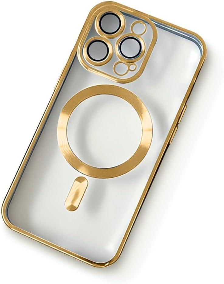ORBANA Luxury Wireless Charging Case for iPhone Soft Silicone Cover, Gold, for iPhone 13Pro Max
