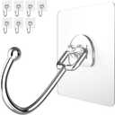 Large Adhesive Hooks 8-Pack, Heavy Duty 44lb(Max) Wall Hooks for Bathroom, Outdoor, Strong Self-Adhesive Towel & Coat Hooks, Waterproof Transparent Utility Hooks for Home Improvement