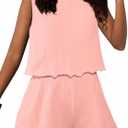 Girls Summer Outfits 2 Piece Sleeveless Crop Tank Top and Short Sets Vacation Beach Peach Pink 7-8 Years