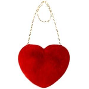BIBDOO Furry Heart Shaped Purse for Women Cute Girls Shoulder Bag Crossbody Handbag (Black)