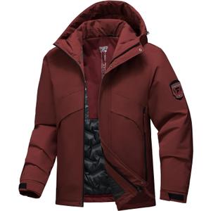 Men's Ski Jacket Waterproof Warm Winter Coat Windproof Insulated Snowboard Jacket Hooded Mountain Windbreaker (Medium)