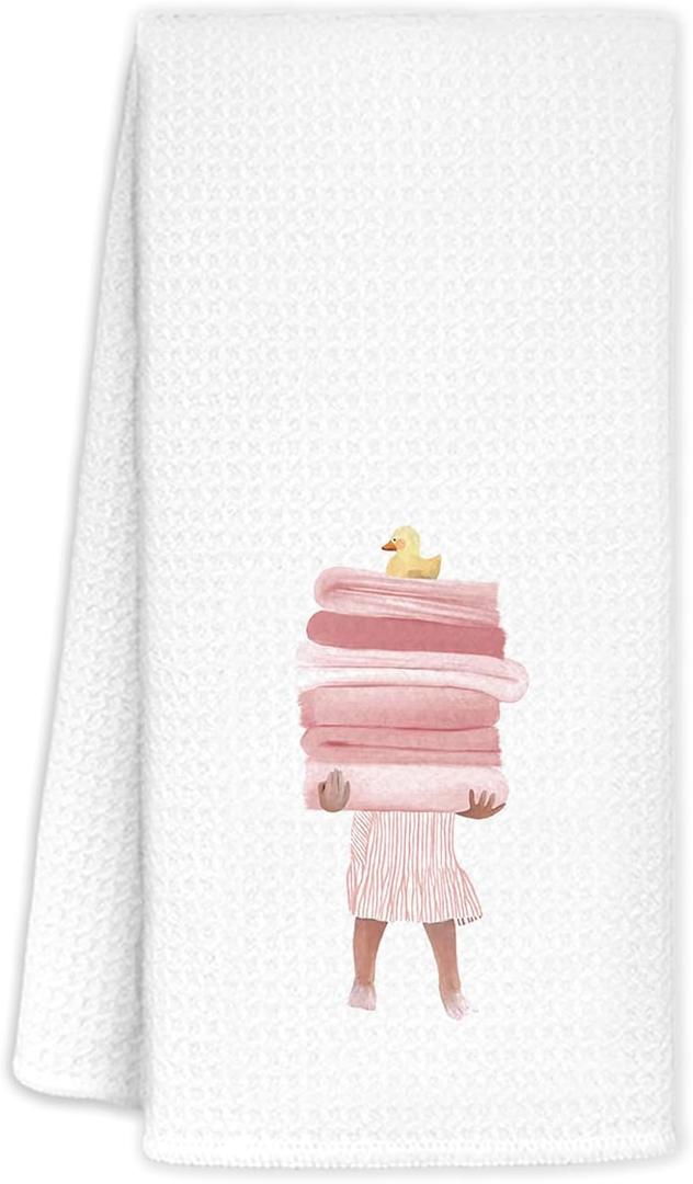 YTRGI Pink Cute Bathroom Hand Towels, WAITPI Blue Bows Kitchen TowelsLight Pink Preppy Hand Towel for Girls Bathroom Dorm Apartment Decor, Girly Gifts Kitchen Dish Tea Towels 16x24 Inch 2 Pack