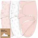 Baby Swaddle Sleep Sacks with Zipper - 3-Pack Swaddles for Newborns 0-3 Months, Infant, Baby Girls, Boys, Soft & Durable Newborn Sleep Sack, Easy Diaper Change Swaddling Blanket (ABC Land Rose) (One Size)