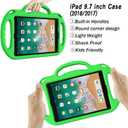 LTROP Kids Case for iPad 5th/6th Generation (2017/2018) & Air 2, Shoulder Strap Handle Stand Shockproof Bumper Cute Kid Case for iPad 9.7 Inch, Green