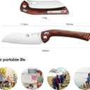 SENBON 440 Stainless Steel Super Sharp Pocket Folding Chef Knife Peeling Utility Knife Fruit Knife Handle Camping Barbecue Outdoor Back Clip Portable (Color wood bread knife)