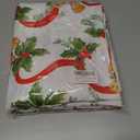 SASTYBALE Christmas Tablecloths Rectangular, Jacquard Table Cloth Printed with Jingle Bells & Holly Leaves, Stain Resistant Table Cover for Holiday Party Picnic Dinner Decor (Rectangle, 60" x 120")