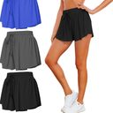 2 in 1 Flowy Athletic Shorts for Women - Gym Double Layer Butterfly Shorts Pack S