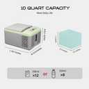 Alpicool C9PT Mini Portable Freezer, 12 Volt Car Refrigerator, 10 Quart Fast Cooling, with 12/24V DC and 100-240V AC for Outdoor, Camping, RV, Truck, Boat