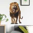 Lifelike 3D Lion Wall Decal Wild Animal Wall Stickers Peel & Stick Animal Wall Decor Art for Living Room Kids Bedroom Playroom Baby Nursery Kindergarten