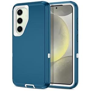 -HONVA for Samsung Galaxy S24 Case Shockproof Dust/ Drop Proof 3-Layer Full Body Protection [Without Screen Protector] Rugged Heavy Duty Cover Case for Galaxy S24, Turquoise/ White