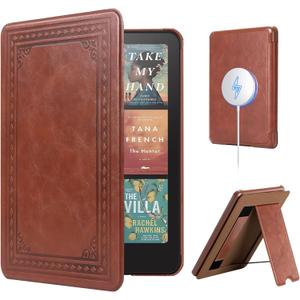 CoBak Lightweight Stand Case for 7" Kindle Paperwhite 12th Gen 2024 and Kindle Colorsoft with Right Hand Strap - Compatible with iPhone MagSafe, for Samsung/Belkin/Anker Wireless Charging Pads