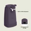 bella Electric Can Opener and Knife Sharpener, Removable Cutting Lever, Cord Storage, Stainless Steel Blade, Plum