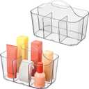4-Section Storage Caddy with Handle, Set of 2, Clear