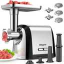 Meat Grinder Electric Sausage Stuffer, Stainless Steel, Heavy Duty Meat Grinder Maker With 2 Blades, 3 Cutting Plates, Sausage Stuffer Tube & Kubbe Kit (MG088-01)