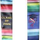 1 Pcs Mexican American Graduation Stole, Class of 2026 Serape Sash, USA Flag Custom Estola, First Generation Grad Accessories, Black Banda