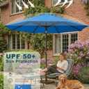 PatioKingdom 9FT Patio Outdoor Umbrella-UPF 50+ Sun Shade with Wind Vent, Push-Button Tilt & Smooth Crank Lift, Rust-Resistant Fiberglass Frame for Garden, Backyard,Yard (Royal Blue)