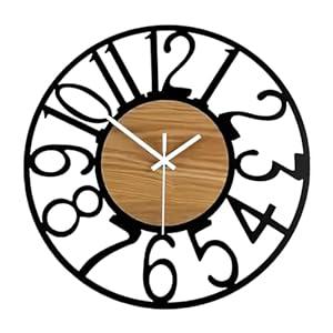 Blorple 20inch/ 50cm Wall Clocks for Living Room Decor Modern Silent Non Ticking Clocks for Dining Room, Bedroom, Kitchen Battery Operated Wood Clock Wall Decor (Wooden Arabic Numerals, 20 inches)