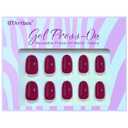 BTArtbox Press On Nails Short - Press on Nails Red Short Oval Nails Fake Nail with Nail Glue, Fit Perfectly, Reusable Stick On Nails in 16 Sizes, 32 Nail Kit, Grape