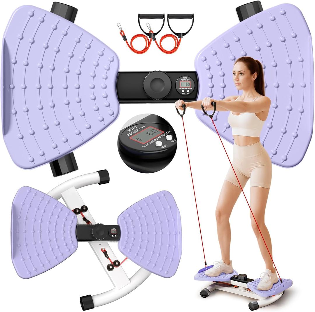 RENRUI Waist Twister Machine Exercise Fitness Tool, Ab Twister Board with the Smart LED Digital Monitor, 300lbS Capacity & 20dB Ultra-Quiet, Anti-Slip Home Gym Workout Equipment for Women Belly Fat