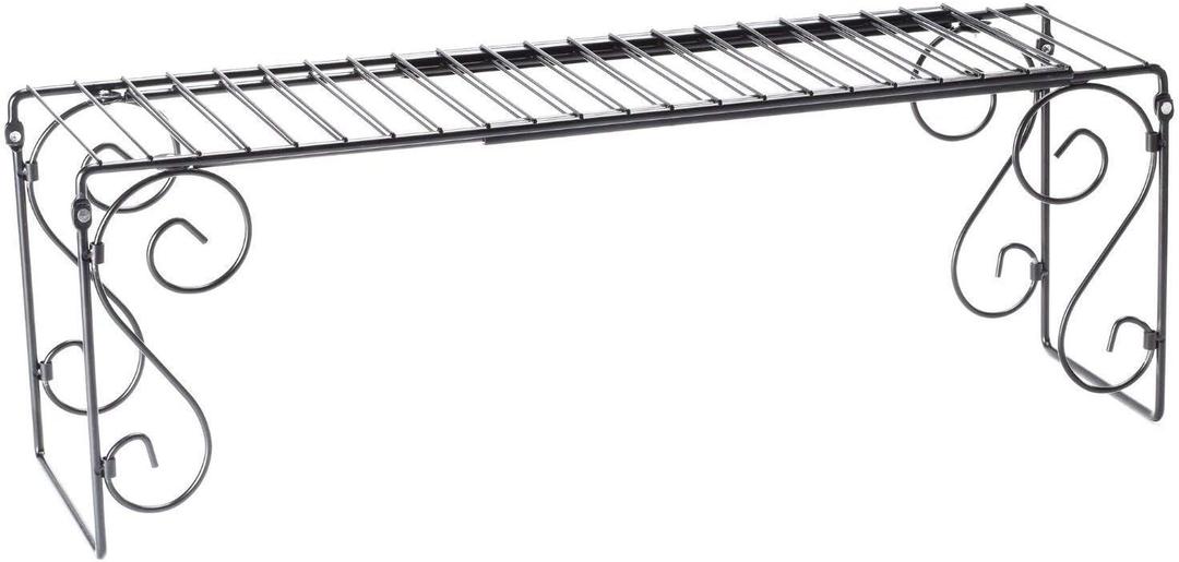 Expandable Scroll Metal 1 shelve,Over The Sink Shelf - Black