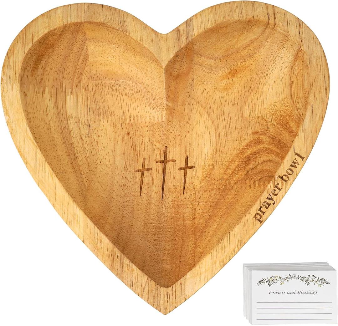 Heart Prayer Bowl, Heart Shaped Wooden Bowl, Wood Decorative Bowls