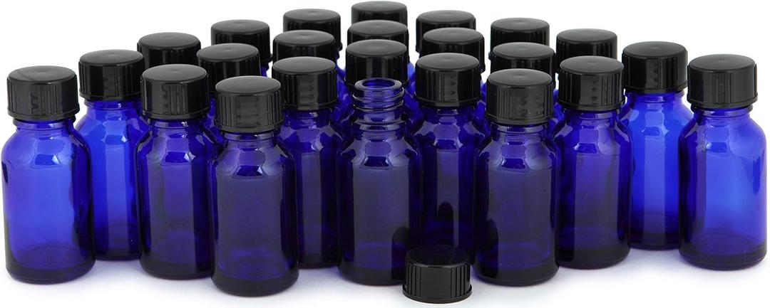 Vivaplex, 24, Cobalt Blue, 15 ml Glass Bottles, with Lids