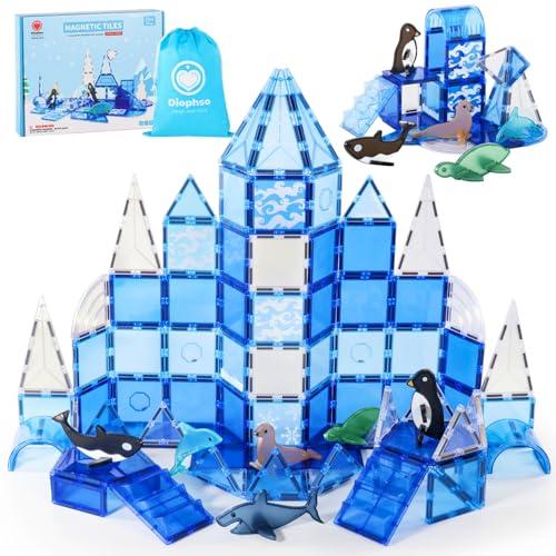 Arctic Animals Magnetic Tiles for Kids Ages 4-8, Aquarium Magnetic Building Set with 6 Sea Animals, Educational Magnet Blocks for School Toddlers, Birthday Xmas Gifts for Grandkids Boys Girls 3-5 4-6
