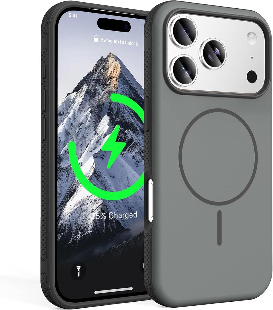 for iPhone 17 Pro Max Case, [Compatible with Mag-Safe] [Anti-Slip Edge Design] [Military Drop Protection] Heavy Duty Shockproof Hard Back Protective Phone Case - Black