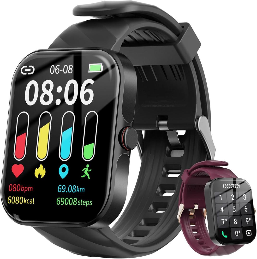 Smart Watch for Men Women (Answer/Make Call), 1.91" HD Screen Fitness Tracker with 110+ Sport Modes,IP68 Waterproof,Heart Rate/Sleep Monitor/Spo2/Pedometer,iOS Android Compatible (Black)