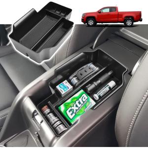 RUNROAD Center Console Organizer Tray Compatible with Chevy Colorado/GMC Canyon 2015 2016-2020 2021 2022 Accessories, Insert ABS Secondary Storage Box Armrest Tray Coin Holder Black