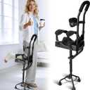 Hands Free Knee Crutch for Adults, Adjustable Kneepad, Four-Corner Non-Slip Base, Lightweight Aluminum, Left/Right Leg Support for Foot & Ankle Surgery Recovery, Crutch & Knee Scooter Alternative