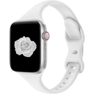 Thin Slim Band Compatible with Apple Watch 38mm 40mm 41mm 42mm 44mm 45mm 46mm 49mm, Replacement Silicone Sport Strap for iWatch Series 11/10/9/8/7/6/5/4/3/2/1 Ultra SE Women Men, White