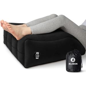 Wedge Pillow for Sleeping - Inflatable Leg Elevation Pillow for Swelling,Circulation,Leg & Back Pain Relief,Leg Support Pillow,Leg Wedge Pillows for After Aurgery,Hip,Foot,Ankle Recovery (Black) (Medium)