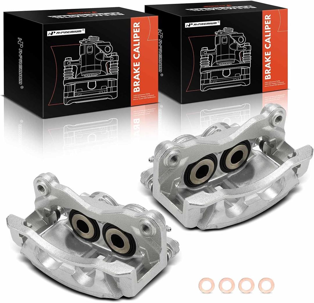 A-Premium Disc Brake Caliper Assembly with Bracket Compatible with Select Chevrolet and GMC Models - Silverado 1500 & Sierra 1500, 2002 2003 2004 2005 - Rear Driver and Passenger Side, 2-PC Set