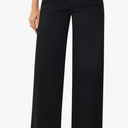 roswear Women's High Waisted Stretchy Wide Leg Jeans Cuffed Baggy Jeans Loose Denim Pants Black L