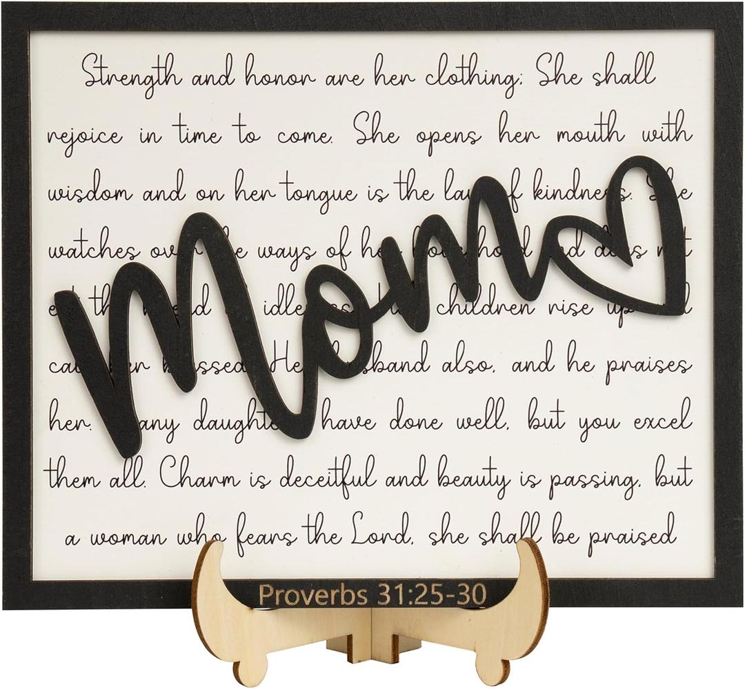 Christian Gifts For Mom Proverbs 31:25-30, Birthday, Valentines Gifts For Mom From Daughter, Son, Sentimental Keepsake For Mother Bible Verse, Mother's Day Religious Present For Women