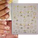 Gold Nail Art Stickers 5D Embossed Star Nail Decals for Nail Art Designs Gold Eyes Nail Stickers Decals Self Adhesive Star Moon Nails Supplies for Women Girls DIY Nail Decorations